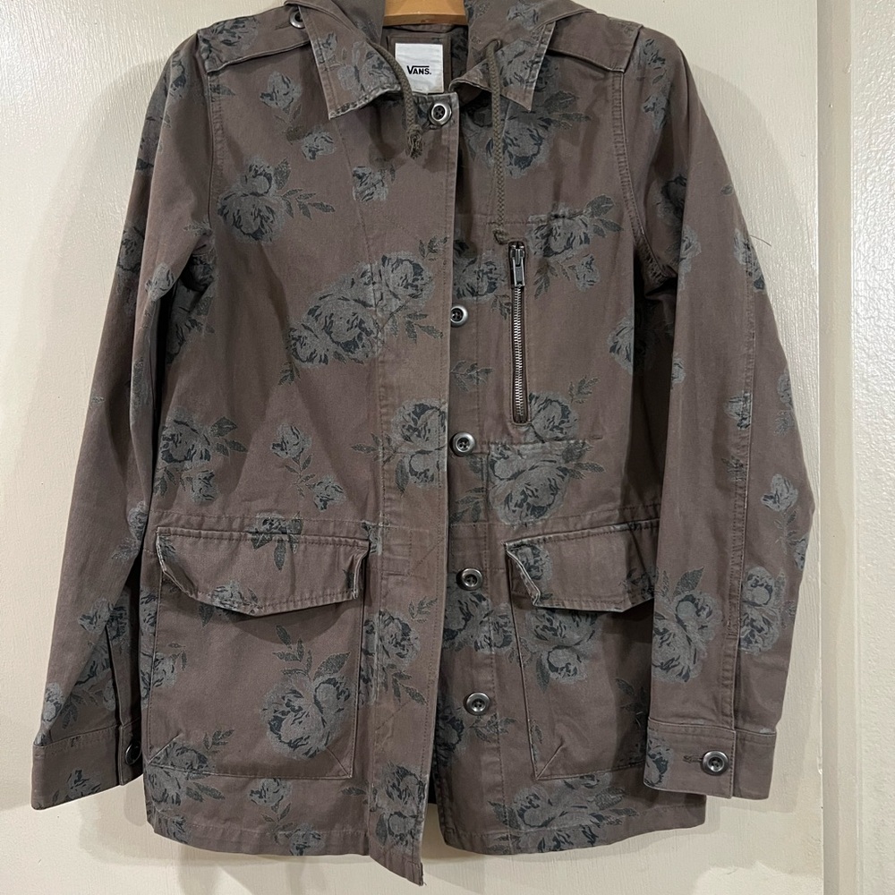 Vans Brown Utility Jacket with Gray Floral Print